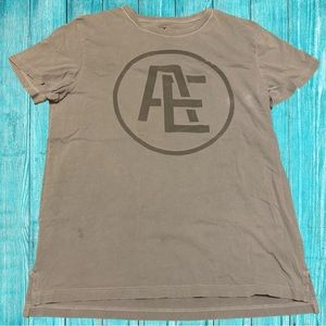 American Eagle Outfitters Big Logo Futuristic Shirt Preppy Grey Spellout